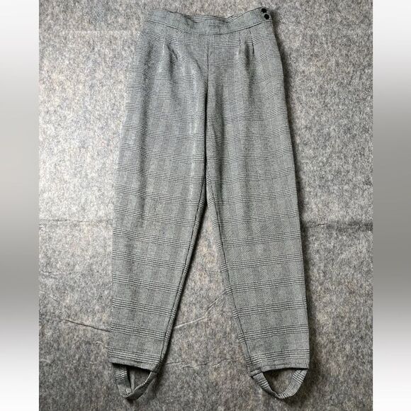 Vintage Norton McNaughton 90s Stirrup Pants Women’s Size 12 Pleated Check - Picture 2 of 9